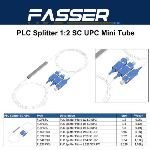 PLC Splitter 1:2 SC UPC Mini Tube