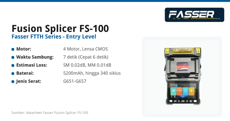Fusion Splicer FS-100 Fasser Networks, spesifikasi dan fitur utama