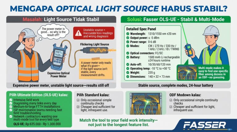 Fasser Optical Light Source Ultimate Edition OLS-UE infografis spesifikasi dan mode kerja